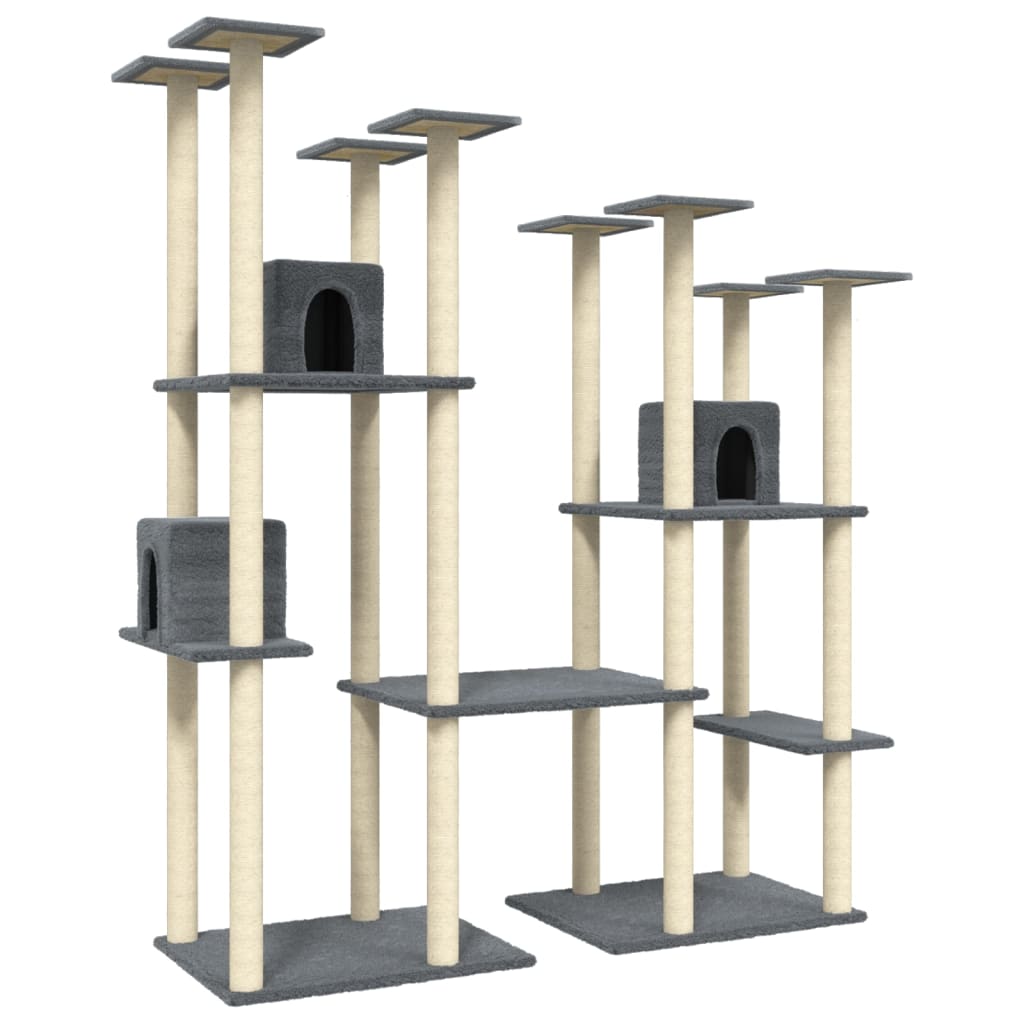 vidaXL Cat Tree with Sisal Scratching Posts Dark Grey 174 cm