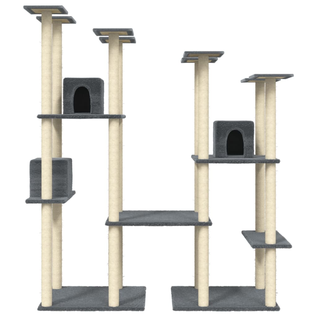 vidaXL Cat Tree with Sisal Scratching Posts Dark Grey 174 cm