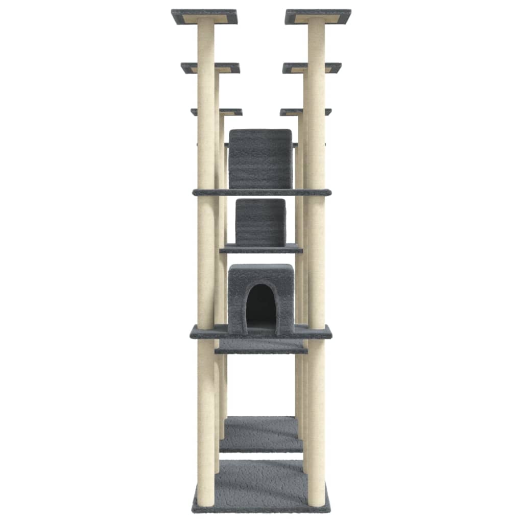 vidaXL Cat Tree with Sisal Scratching Posts Dark Grey 174 cm