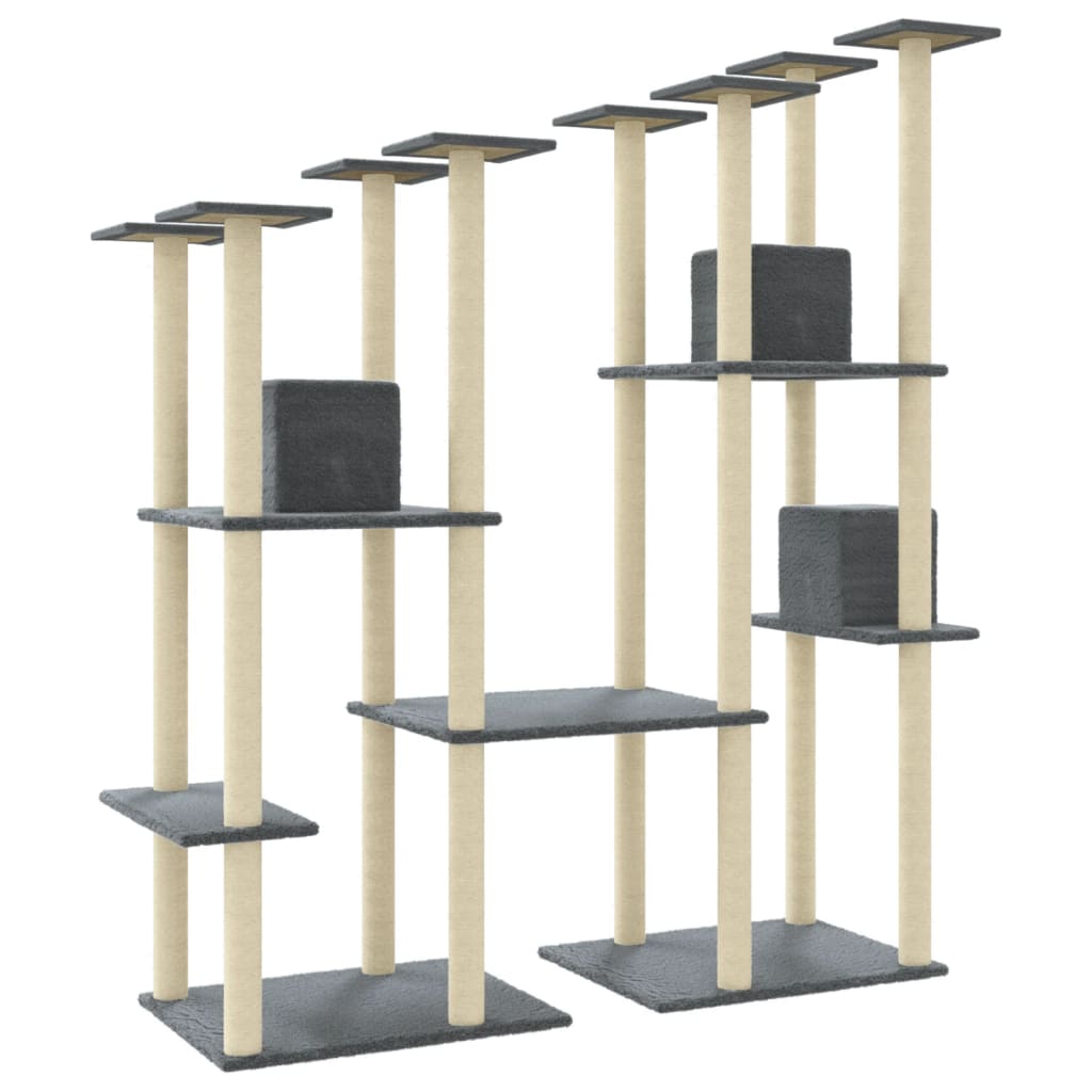 vidaXL Cat Tree with Sisal Scratching Posts Dark Grey 174 cm