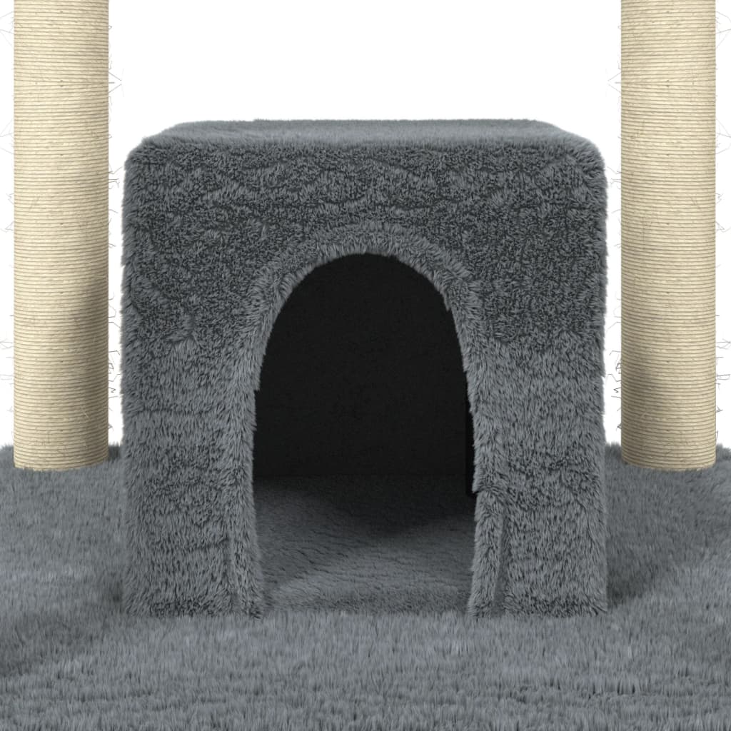 vidaXL Cat Tree with Sisal Scratching Posts Dark Grey 174 cm