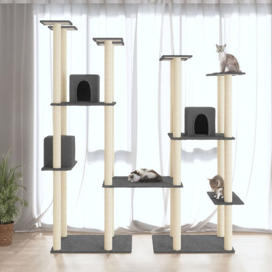 vidaXL Cat Tree with Sisal Scratching Posts Dark Grey 174 cm