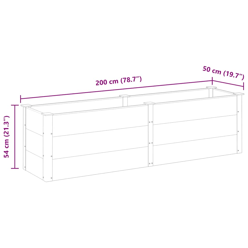 Garden Raised Bed 200x50x54 cm WPC Grey