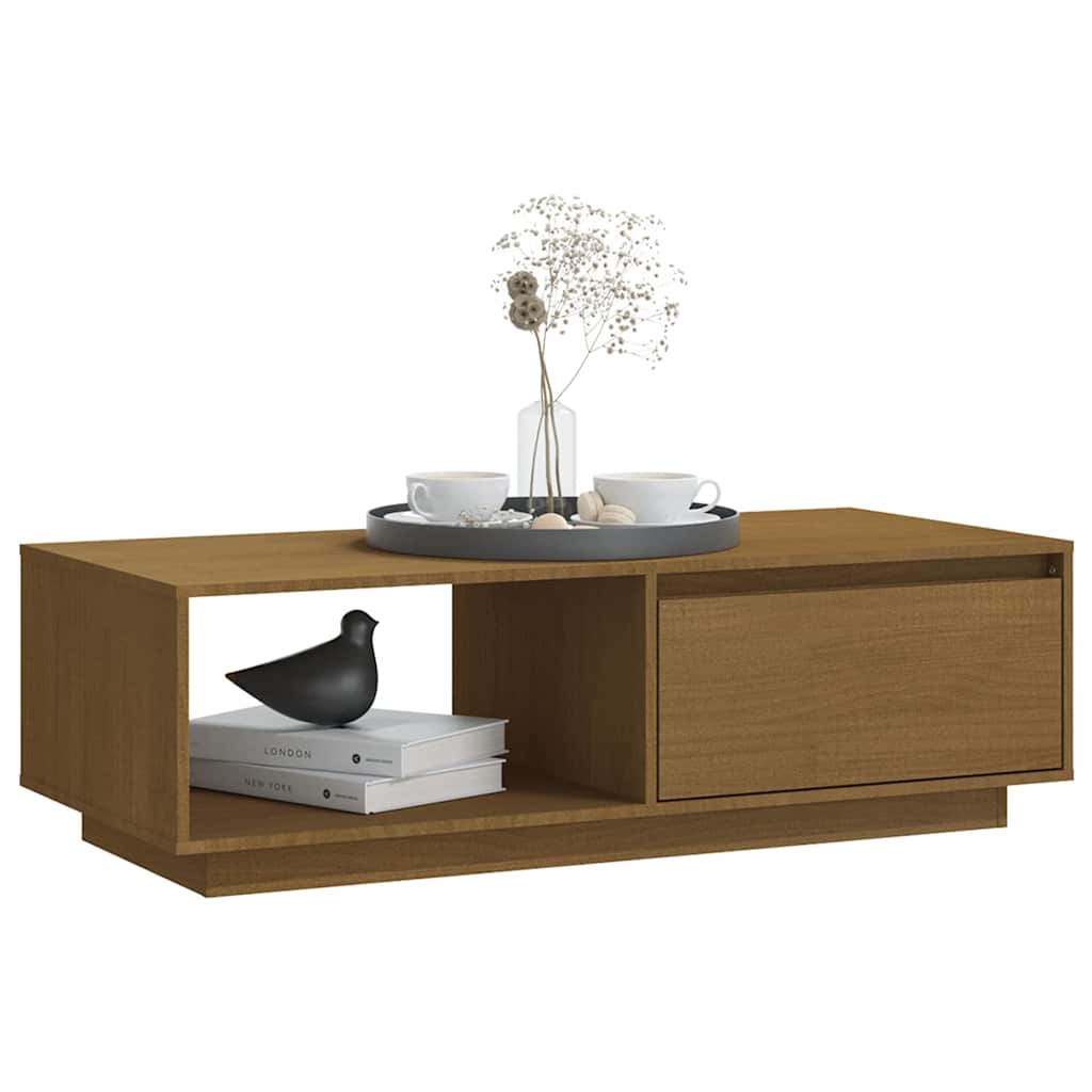 809885 vidaXL Coffee Table Honey Brown 110x50x33,5 cm Solid Wood Pine