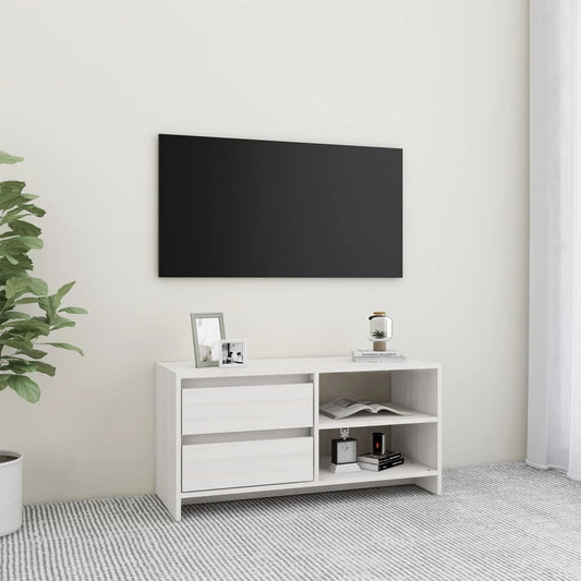 vidaXL TV Cabinet White 80x31x39 cm Solid Pinewood