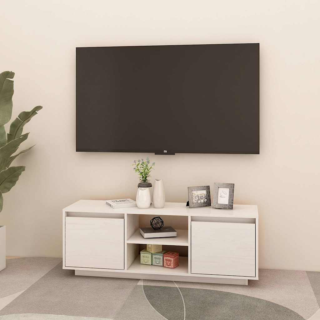 809901 vidaXL TV Cabinet White 110x30x40 cm Solid Wood Pine