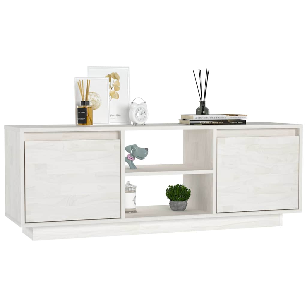 809901 vidaXL TV Cabinet White 110x30x40 cm Solid Wood Pine