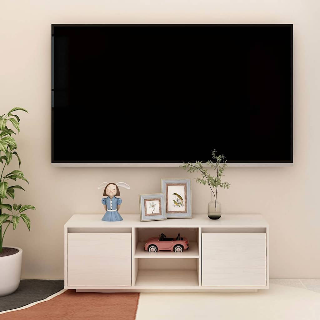 809901 vidaXL TV Cabinet White 110x30x40 cm Solid Wood Pine