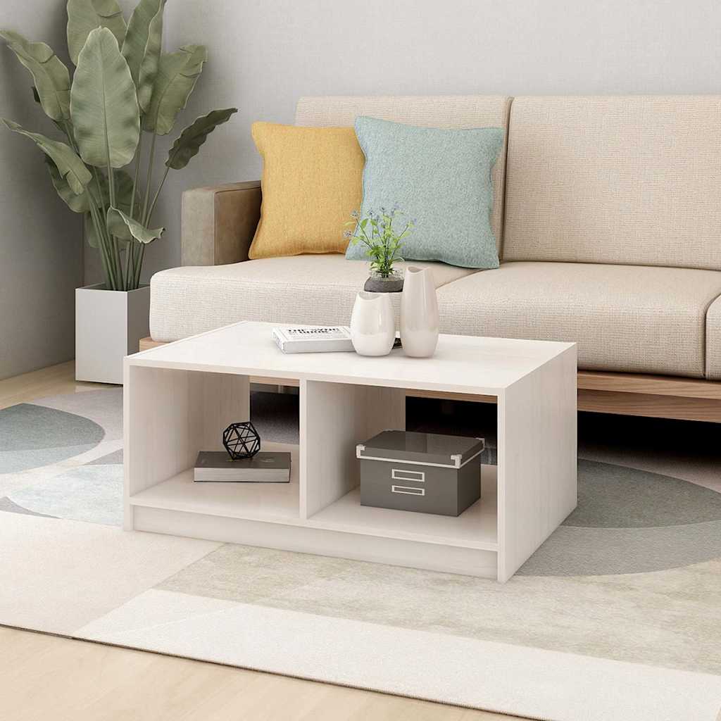809907 vidaXL Coffee Table White 75x50x33,5 cm Solid Wood Pine