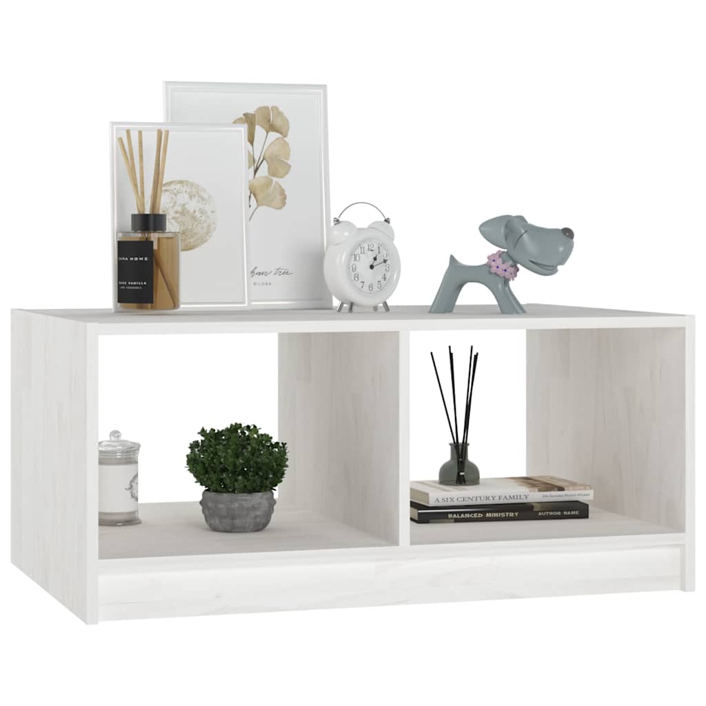 809907 vidaXL Coffee Table White 75x50x33,5 cm Solid Wood Pine