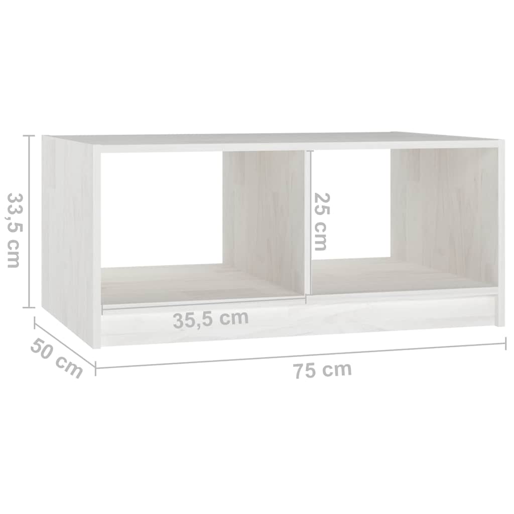 809907 vidaXL Coffee Table White 75x50x33,5 cm Solid Wood Pine