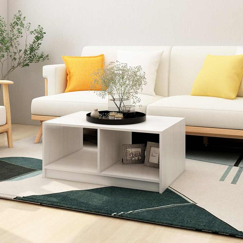 809907 vidaXL Coffee Table White 75x50x33,5 cm Solid Wood Pine