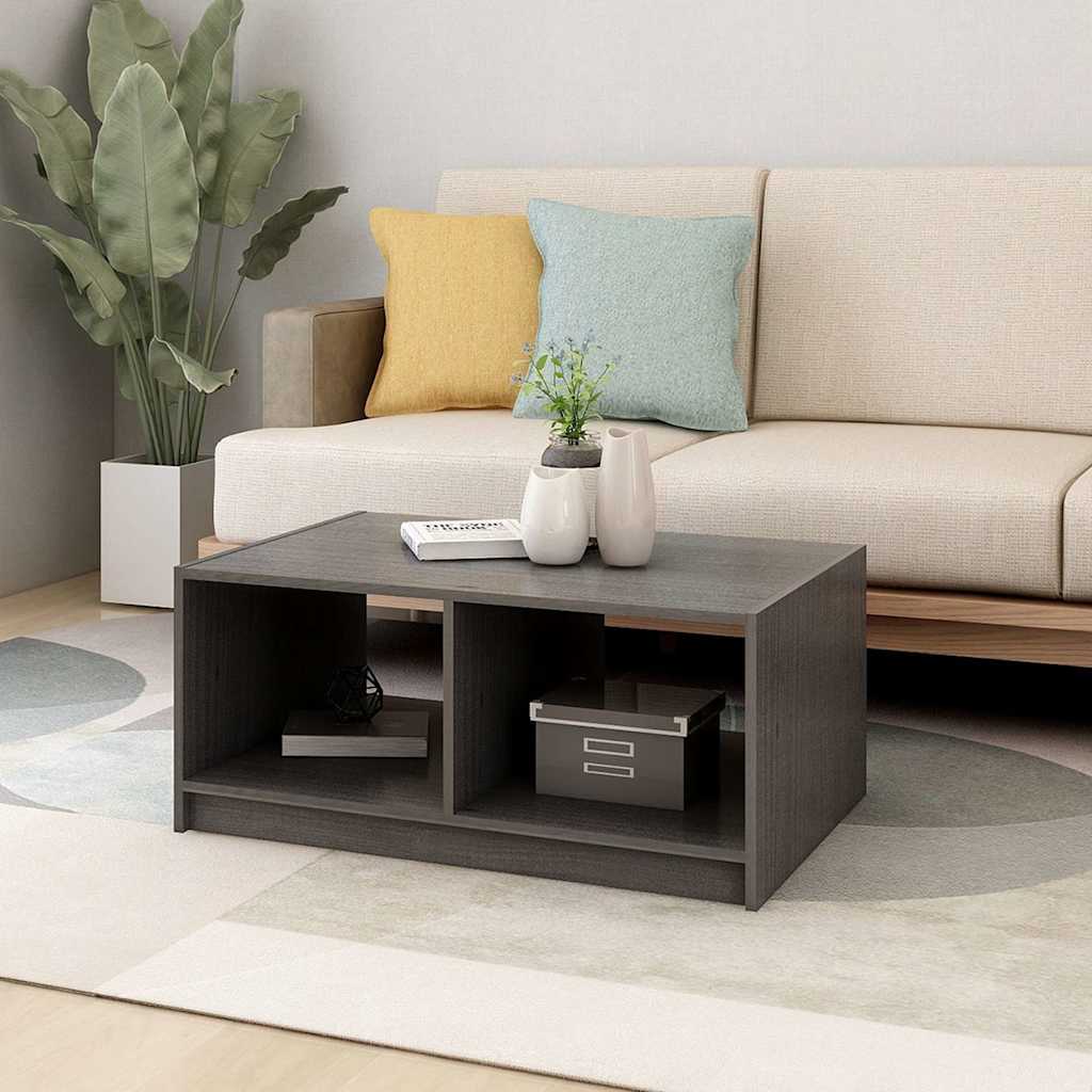 809908 vidaXL Coffee Table Grey 75x50x33,5 cm Solid Wood Pine