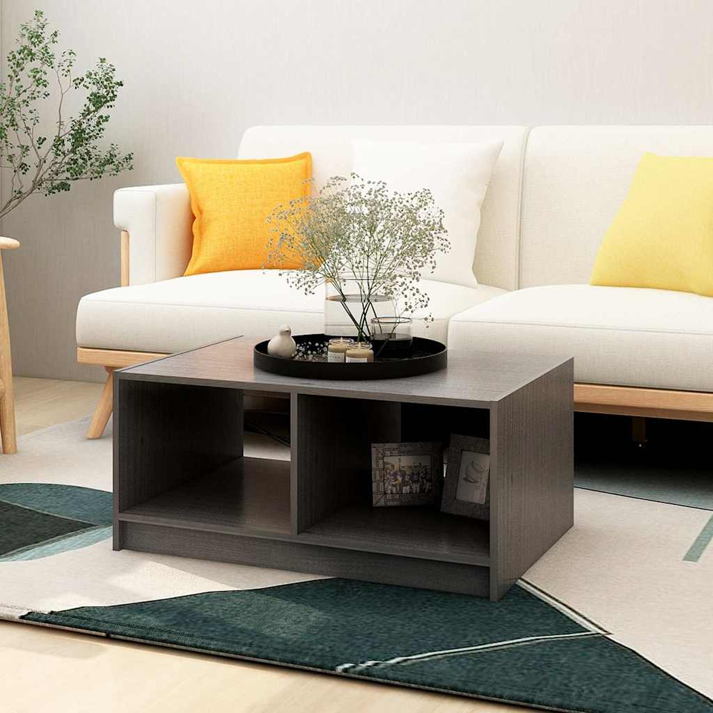 809908 vidaXL Coffee Table Grey 75x50x33,5 cm Solid Wood Pine