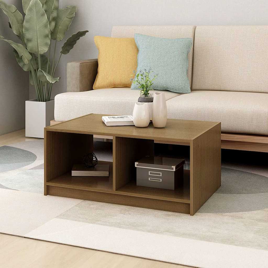 809909 vidaXL Coffee Table Honey Brown 75x50x33,5 cm Solid Wood Pine