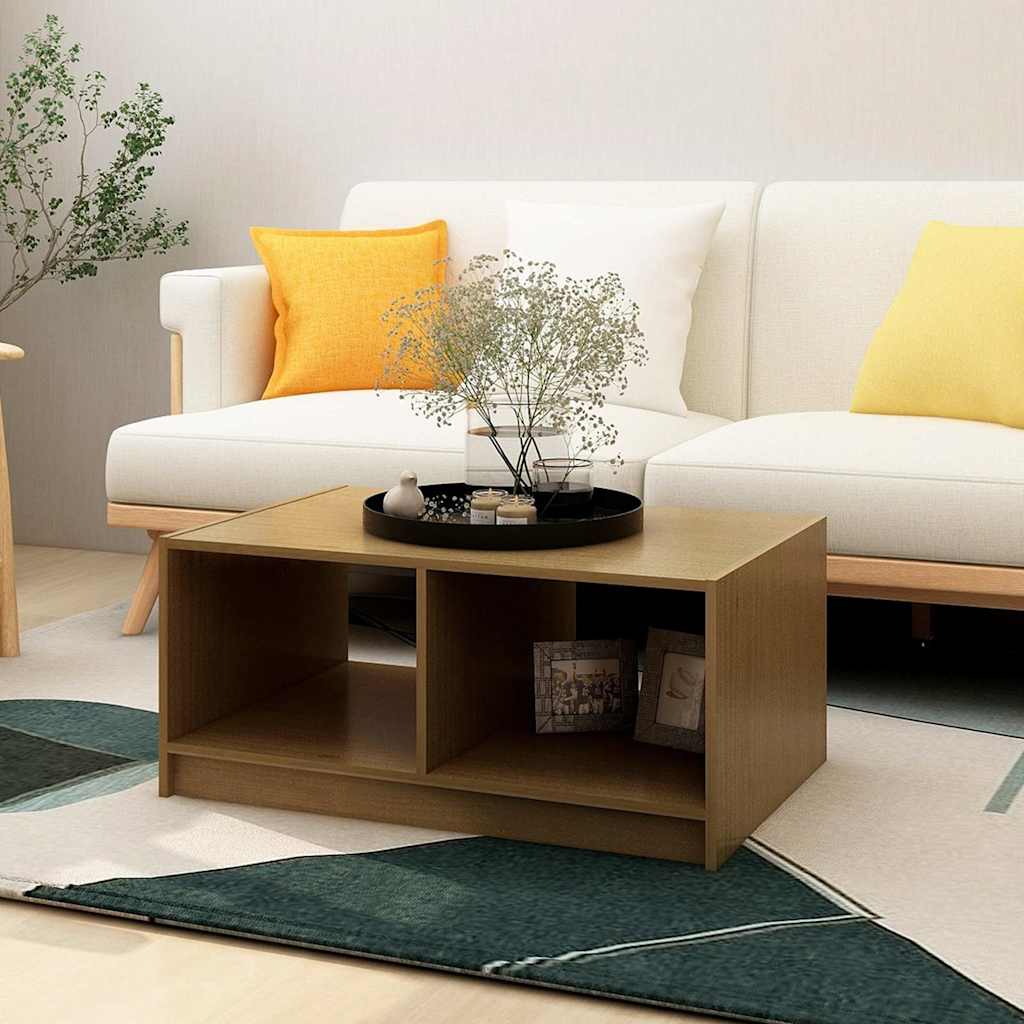 809909 vidaXL Coffee Table Honey Brown 75x50x33,5 cm Solid Wood Pine