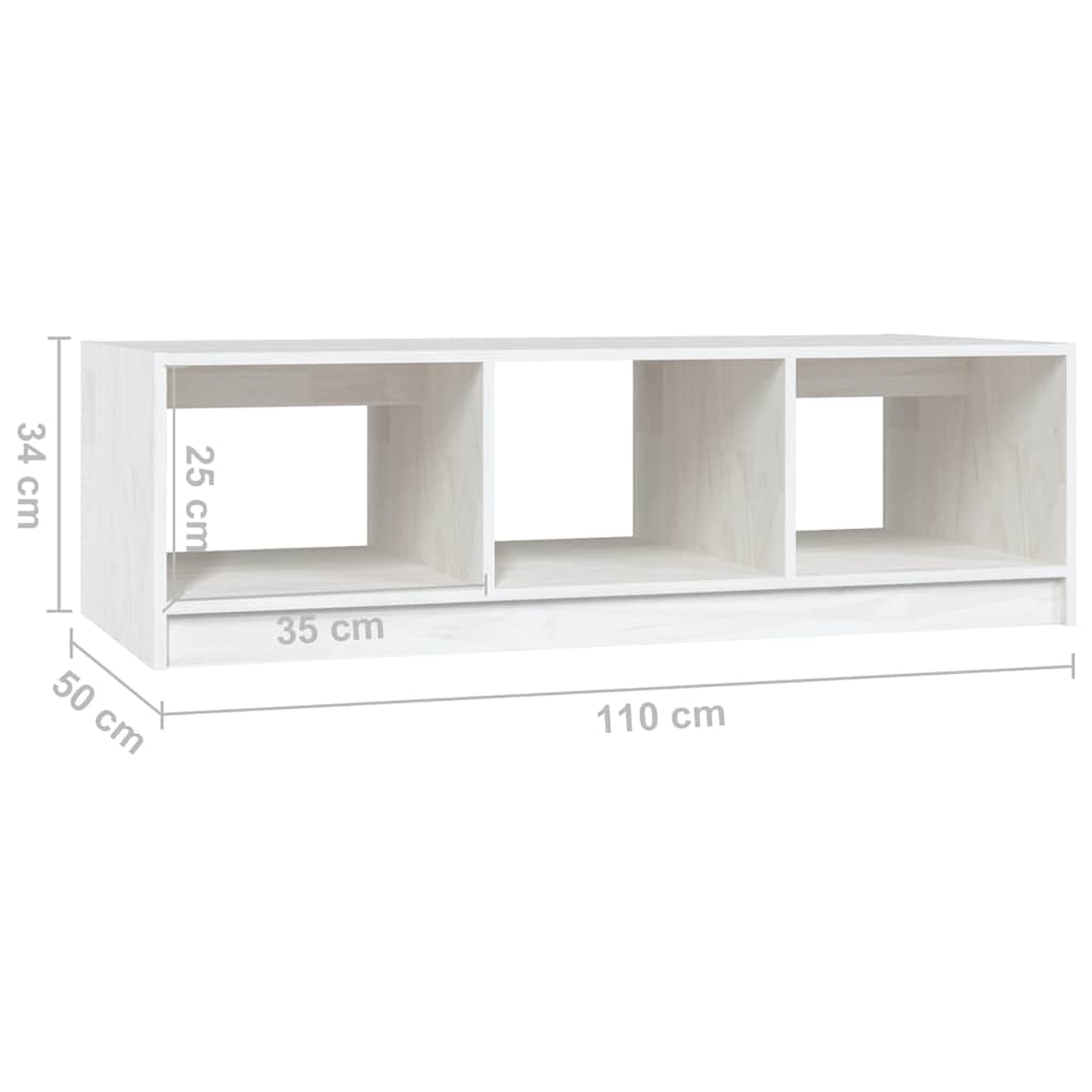809913 vidaXL Coffee Table White 110x50x34 cm Solid Wood Pine