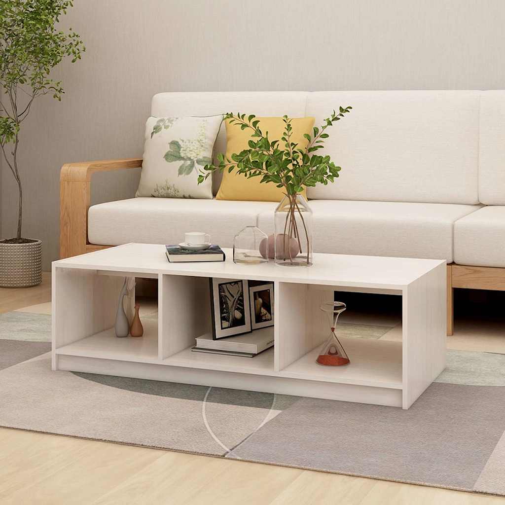 809913 vidaXL Coffee Table White 110x50x34 cm Solid Wood Pine