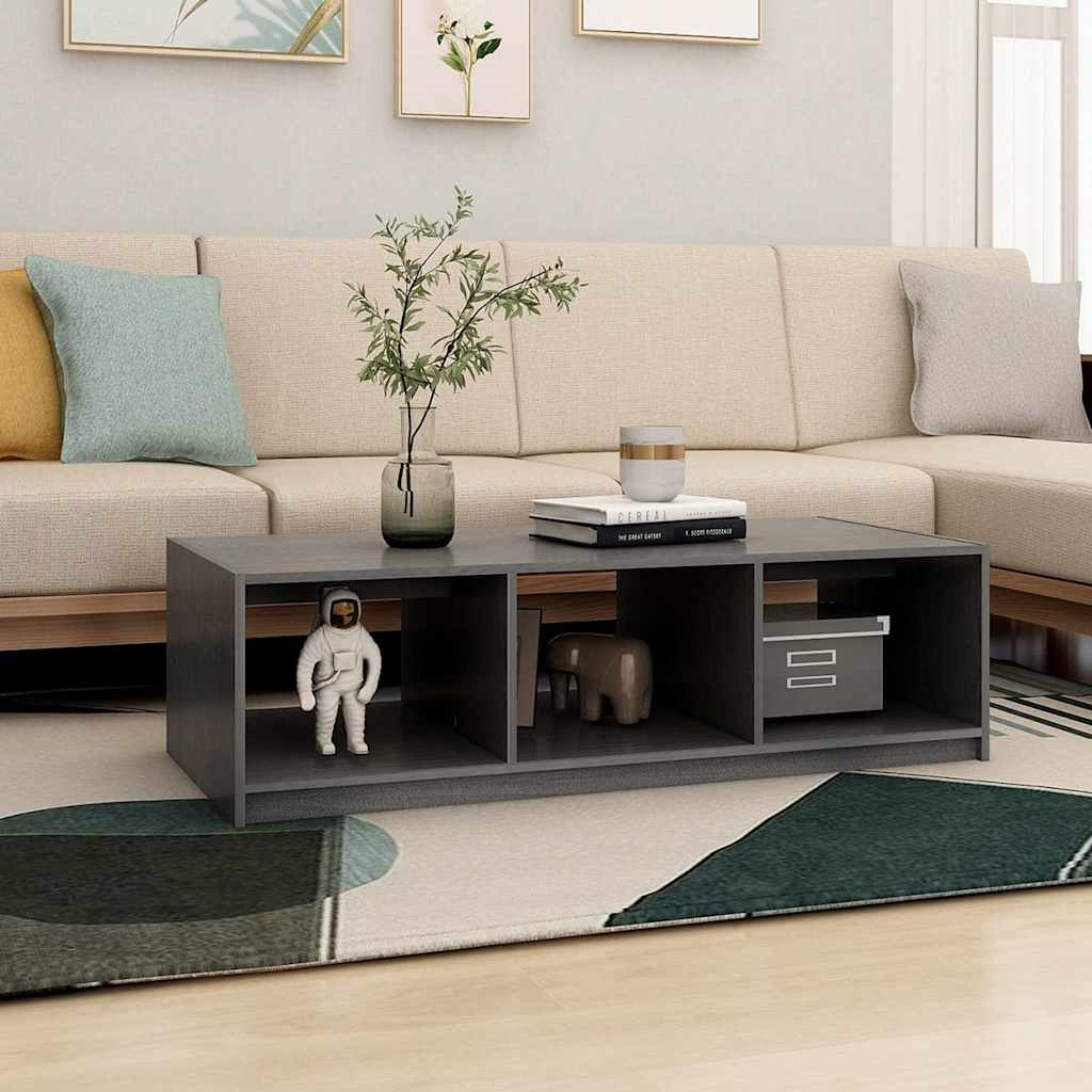 809914 vidaXL Coffee Table Grey 110x50x34 cm Solid Wood Pine