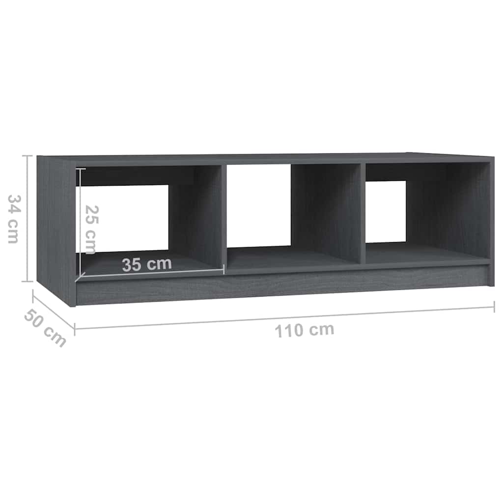 809914 vidaXL Coffee Table Grey 110x50x34 cm Solid Wood Pine