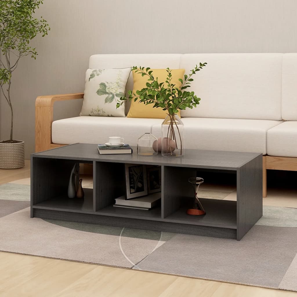 809914 vidaXL Coffee Table Grey 110x50x34 cm Solid Wood Pine