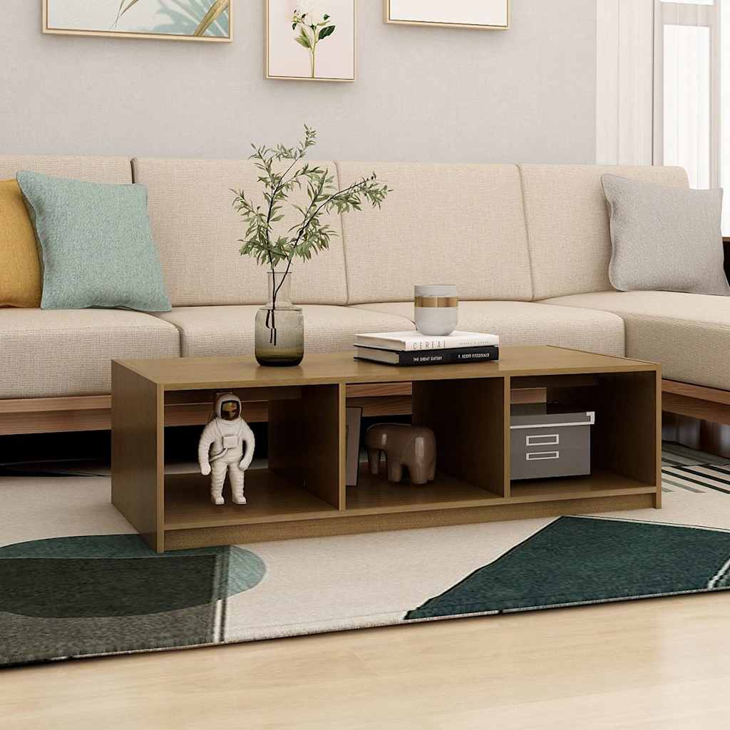 809915 vidaXL Coffee Table Honey Brown 110x50x34 cm Solid Wood Pine