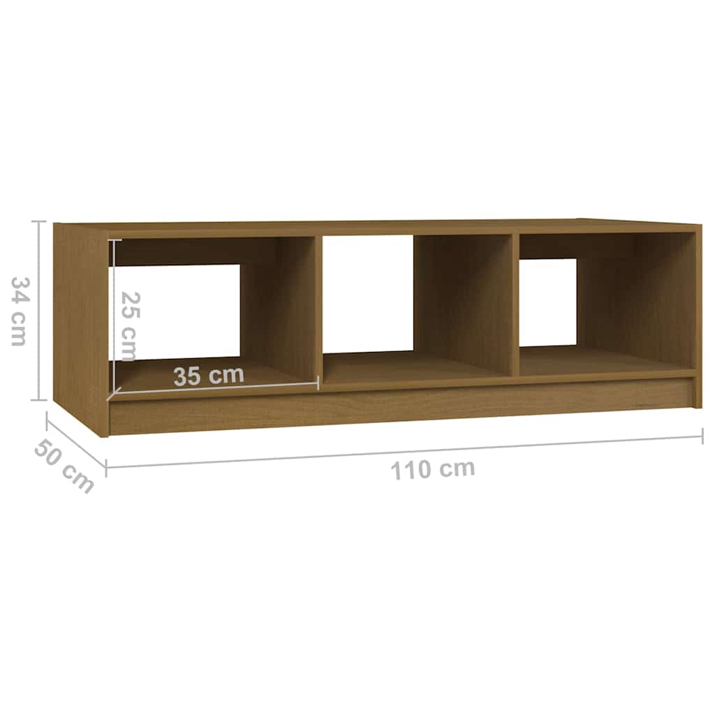 809915 vidaXL Coffee Table Honey Brown 110x50x34 cm Solid Wood Pine