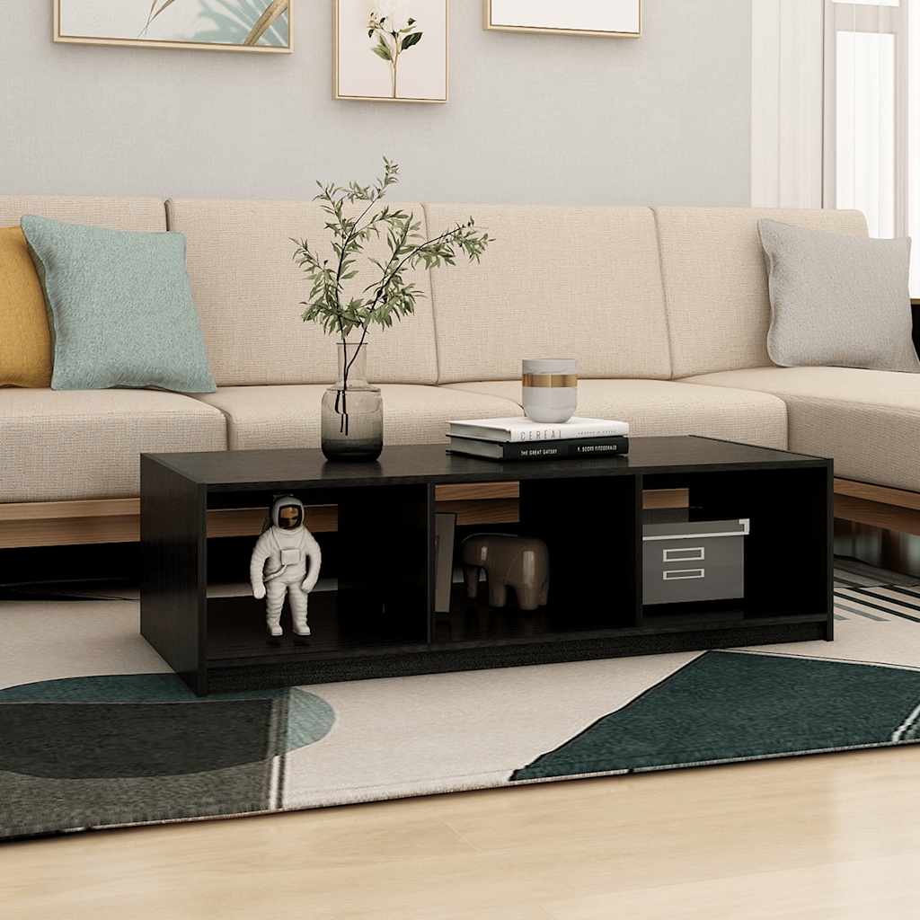809916 vidaXL Coffee Table Black 110x50x34 cm Solid Wood Pine