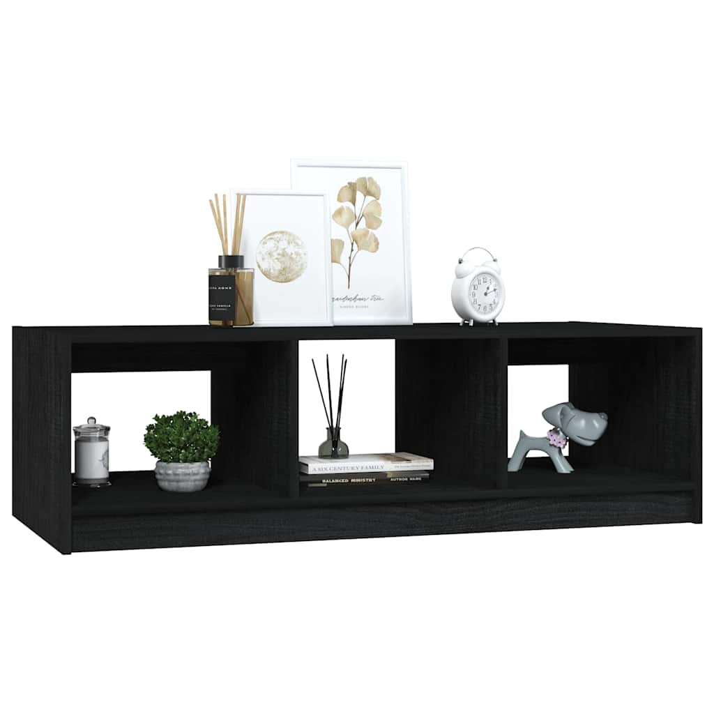 809916 vidaXL Coffee Table Black 110x50x34 cm Solid Wood Pine