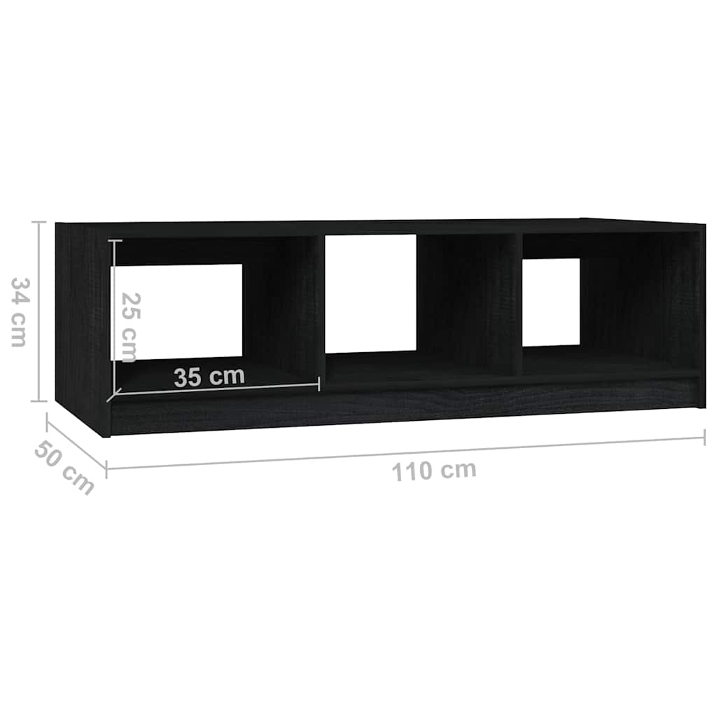 809916 vidaXL Coffee Table Black 110x50x34 cm Solid Wood Pine