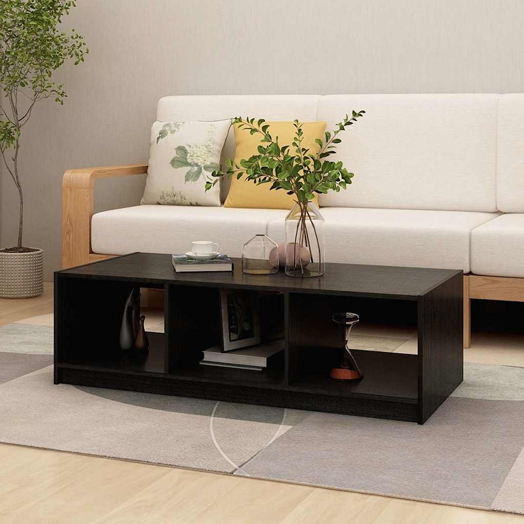 809916 vidaXL Coffee Table Black 110x50x34 cm Solid Wood Pine