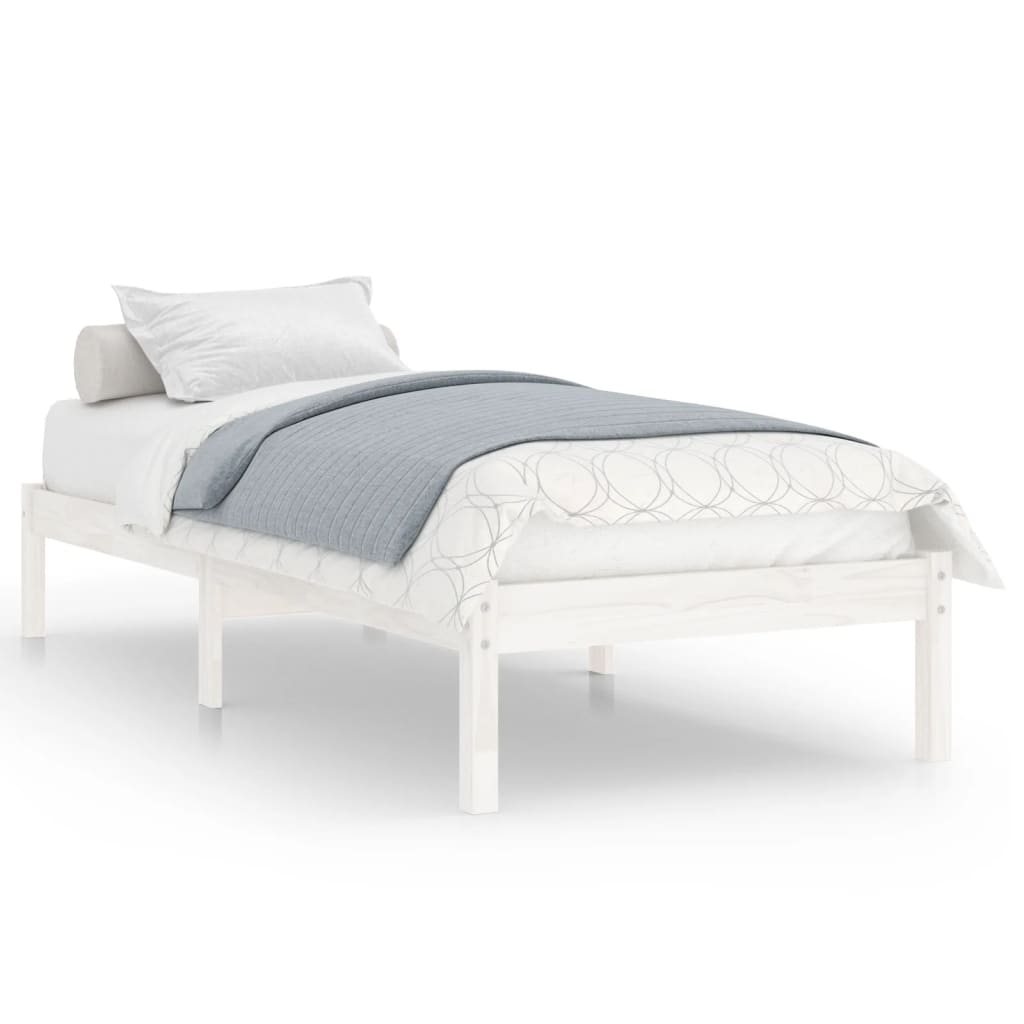 Bed Frame | White | Solid pinewood | 75x190 cm | Durable | Bed Frame