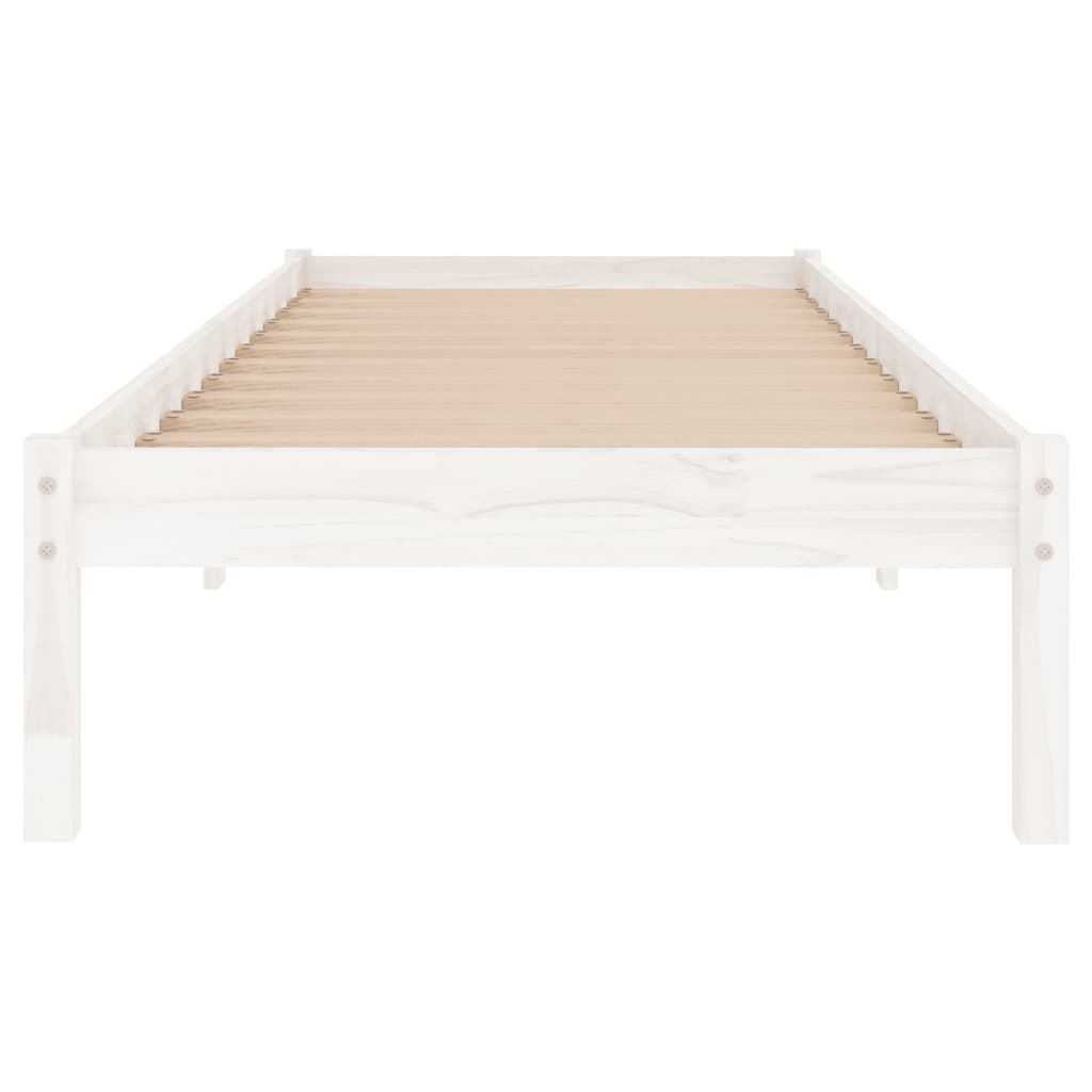 Bed Frame | White | Solid Pine Wood | 90x190 cm | Bed Frame | Rectangular
