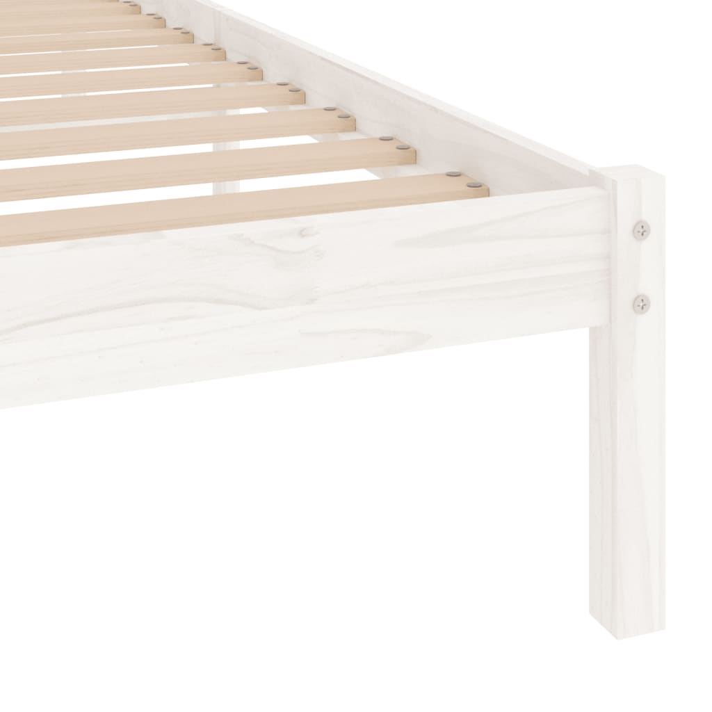 Bed Frame | White | Solid Pine Wood | 90x190 cm | Bed Frame | Rectangular