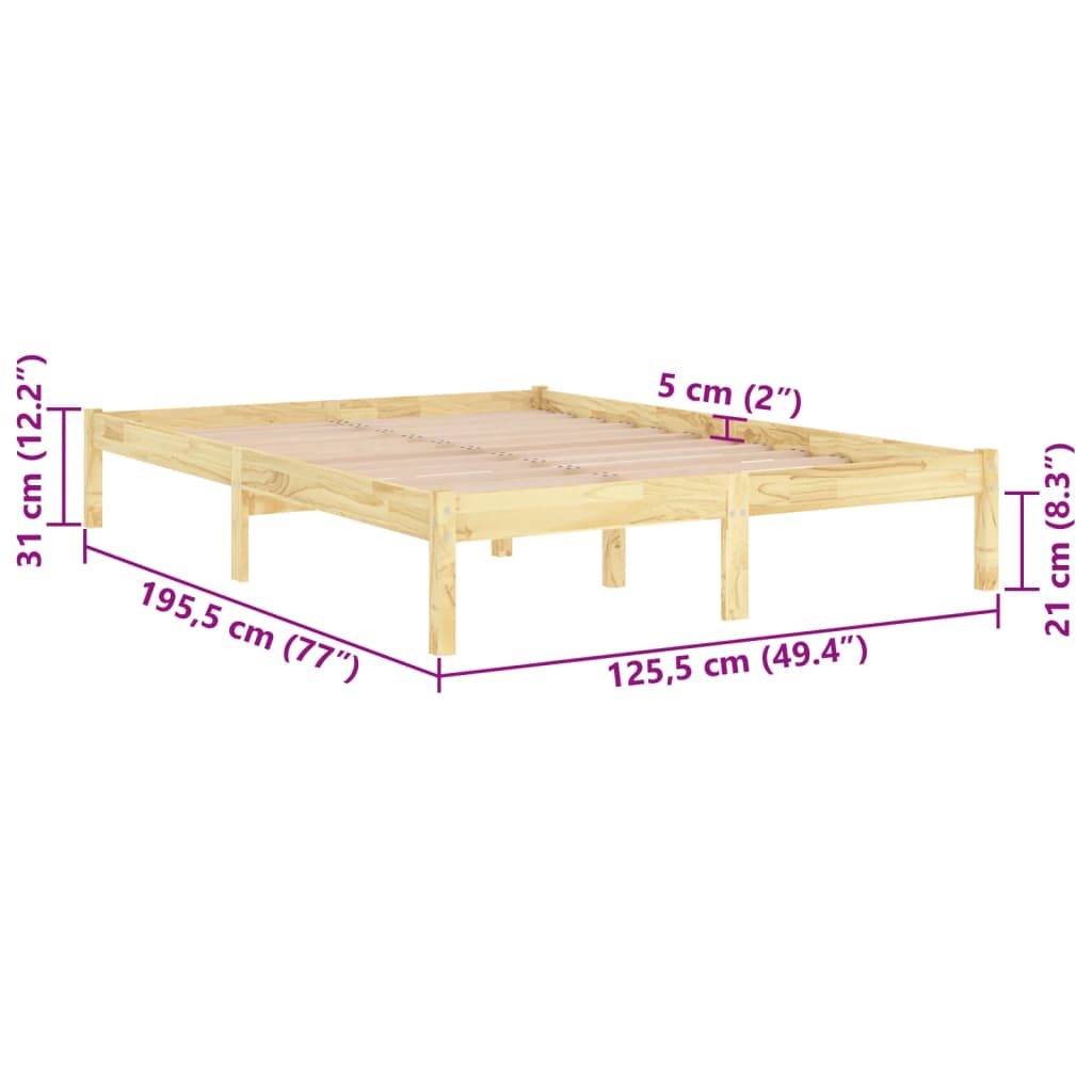 vidaXL Bed Frame without Mattress Solid Wood Small Double