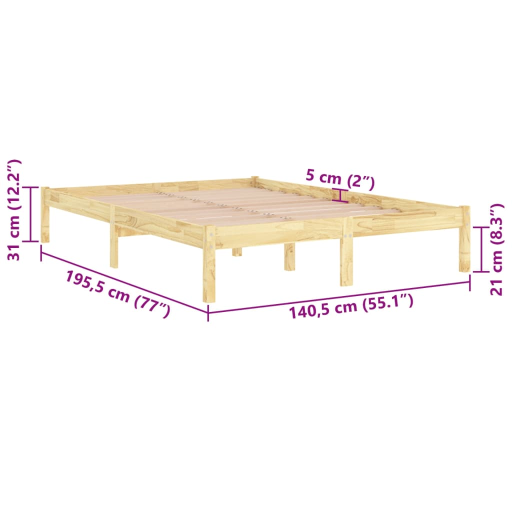 vidaXL Bed Frame without Mattress Solid Wood Double