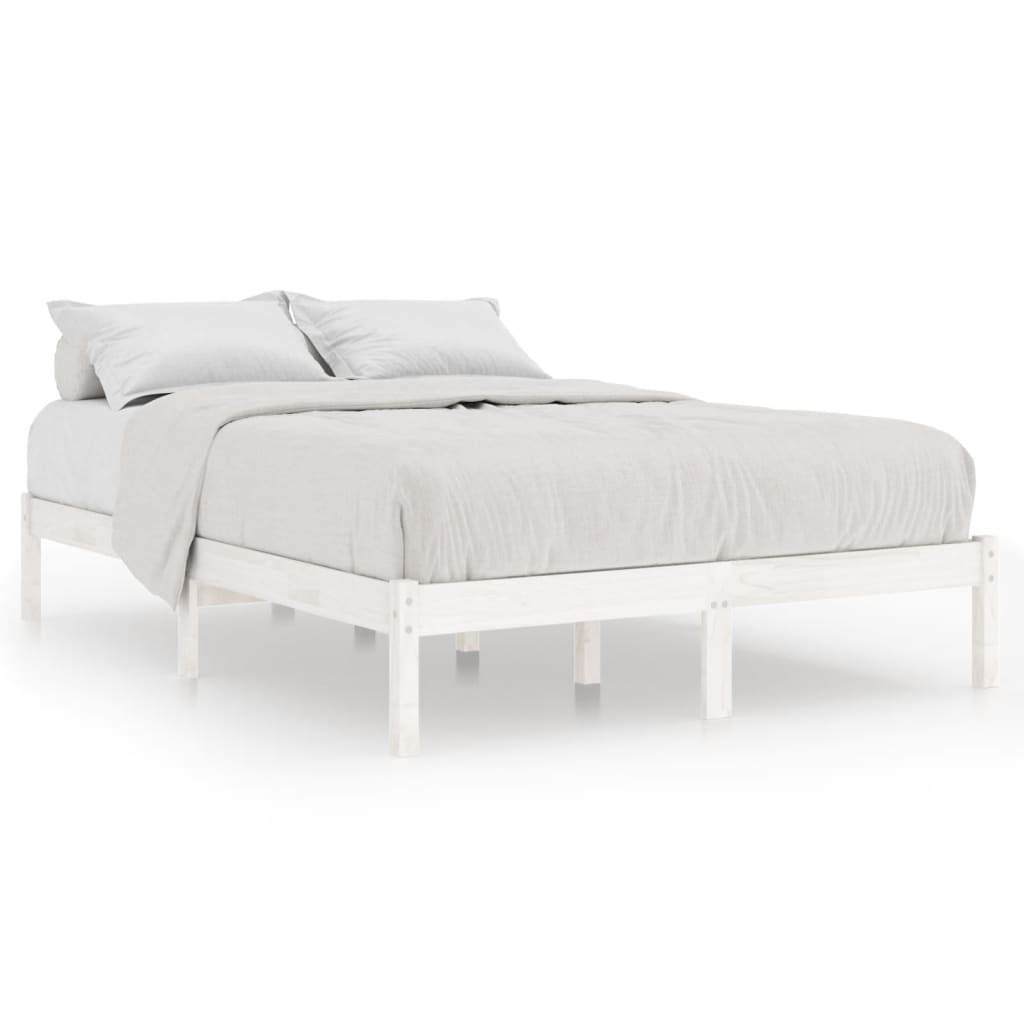 810013 vidaXL Bed Frame without Mattress White Solid Wood 120x200 cm