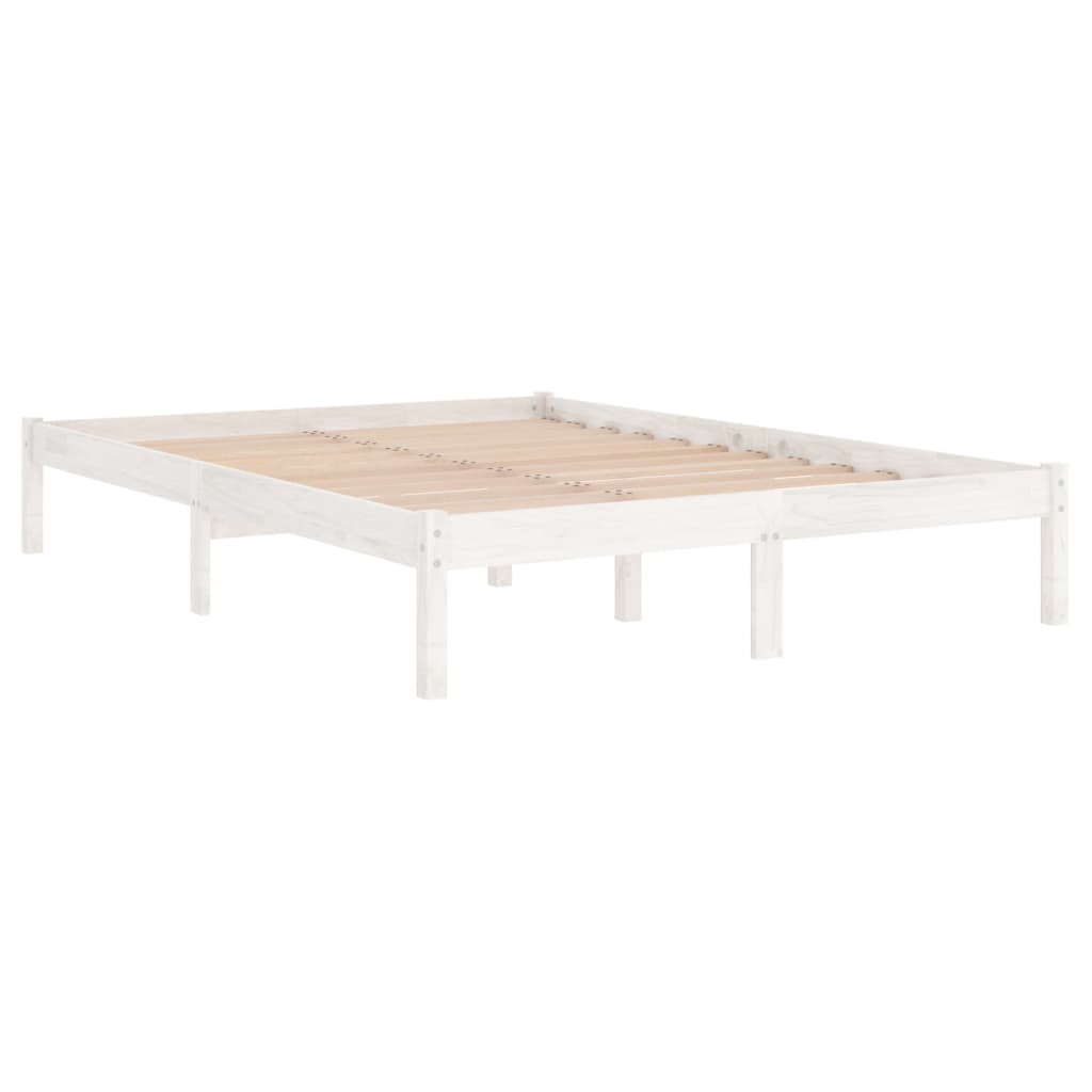 810013 vidaXL Bed Frame without Mattress White Solid Wood 120x200 cm