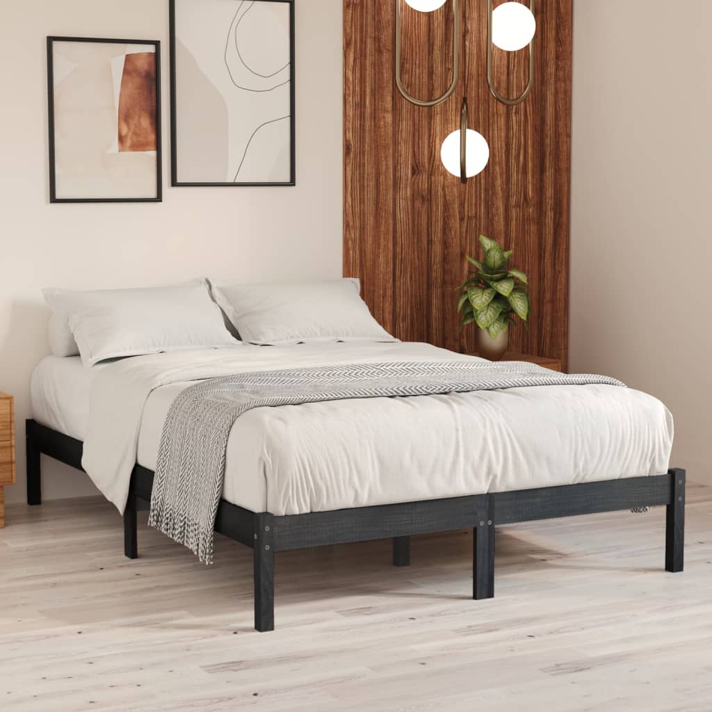 810014 vidaXL Bed Frame without Mattress Grey Solid Wood 120x200 cm