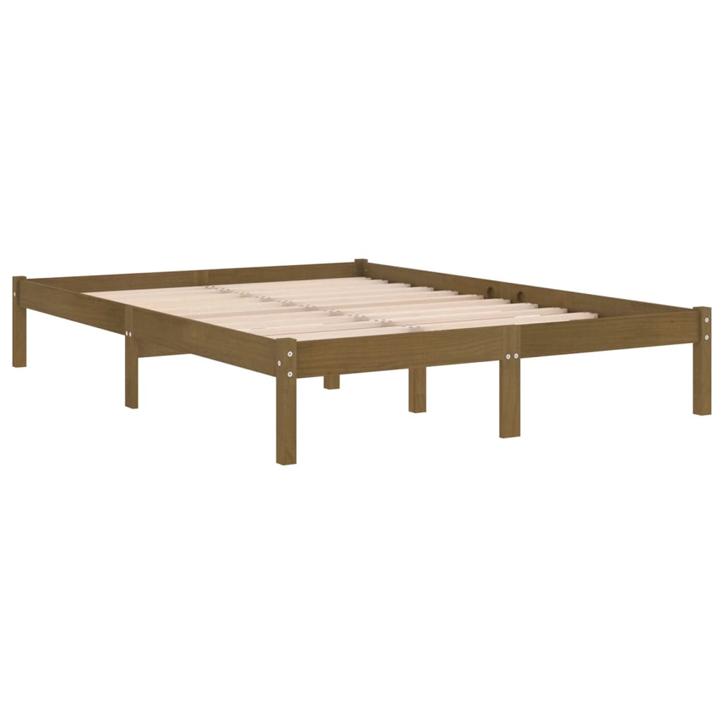 810015 vidaXL Bed Frame without Mattress Honey Brown Solid Wood 120x200 cm