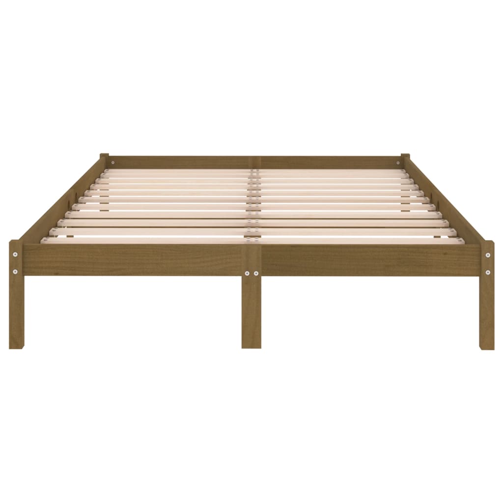 810015 vidaXL Bed Frame without Mattress Honey Brown Solid Wood 120x200 cm