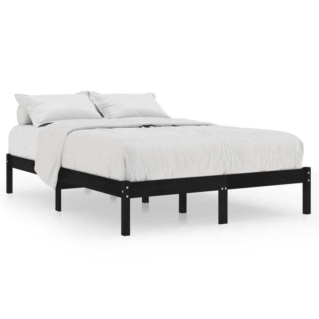 810016 vidaXL Bed Frame without Mattress Black Solid Wood 120x200 cm