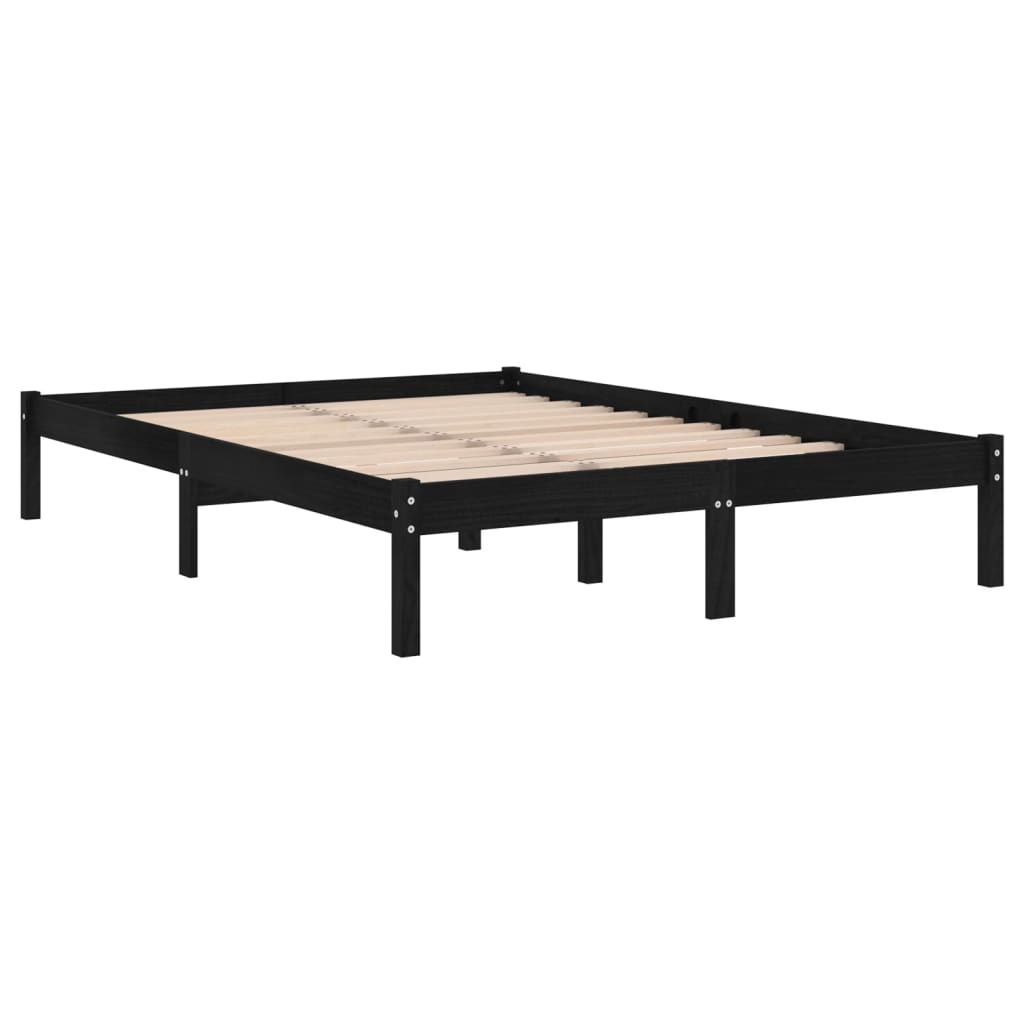 810016 vidaXL Bed Frame without Mattress Black Solid Wood 120x200 cm