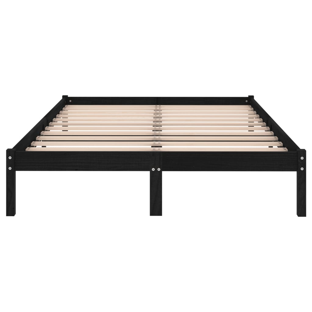 810016 vidaXL Bed Frame without Mattress Black Solid Wood 120x200 cm