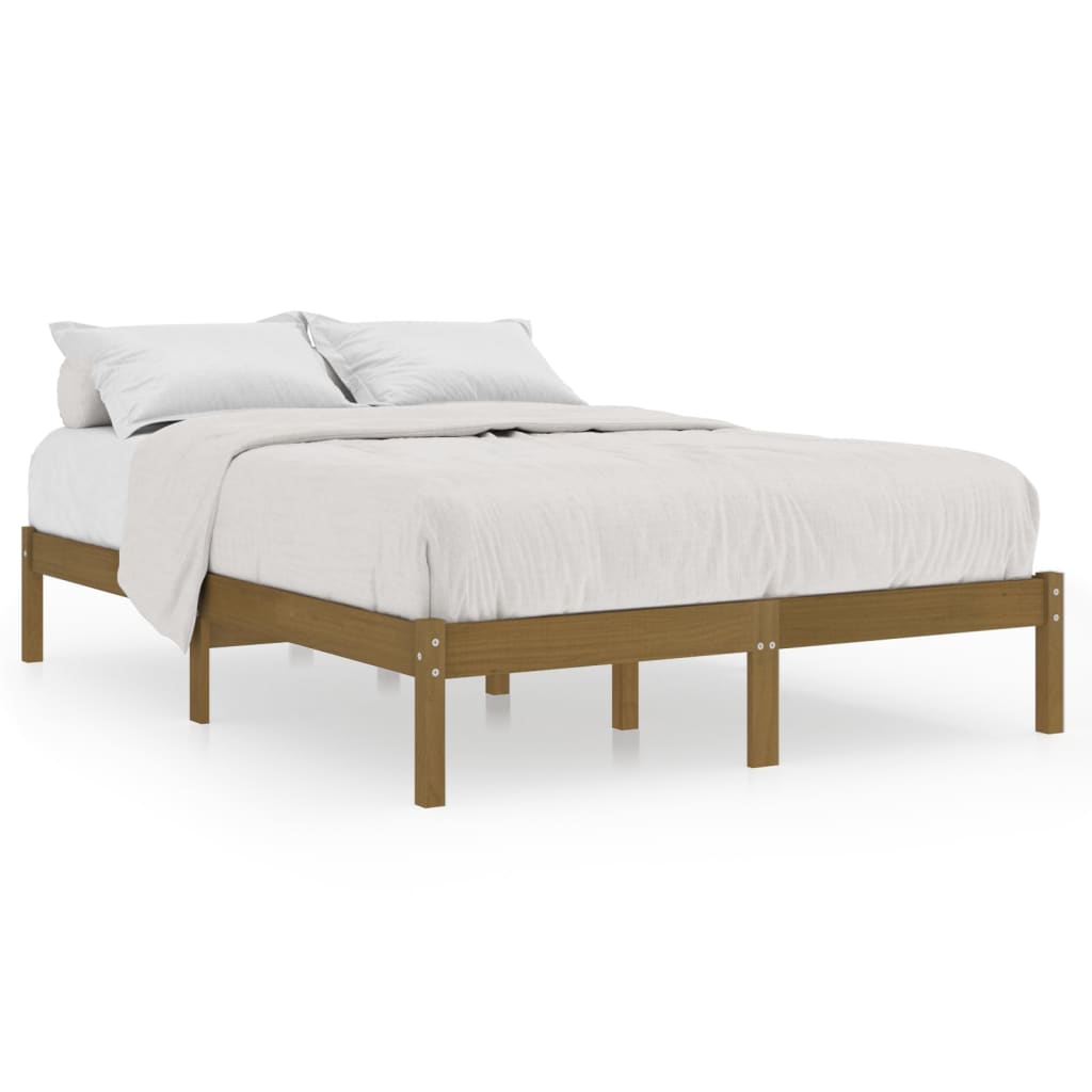 810020 vidaXL Bed Frame without Mattress Honey Brown Solid Wood 140x200 cm