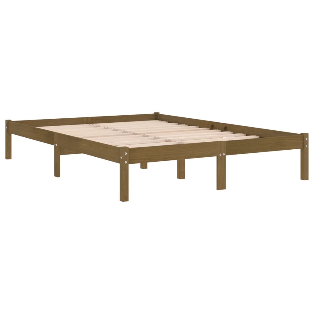 810020 vidaXL Bed Frame without Mattress Honey Brown Solid Wood 140x200 cm