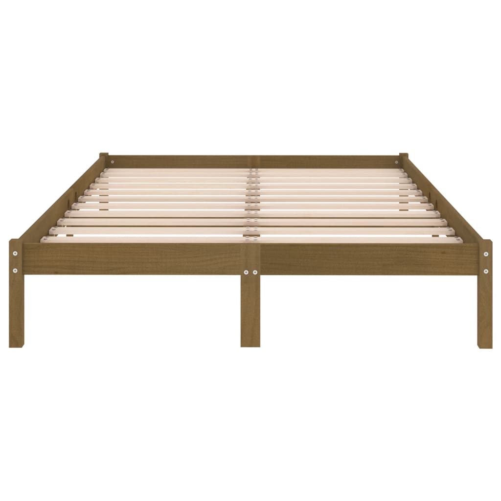 810020 vidaXL Bed Frame without Mattress Honey Brown Solid Wood 140x200 cm