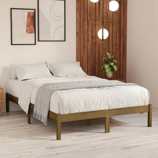 810020 vidaXL Bed Frame without Mattress Honey Brown Solid Wood 140x200 cm