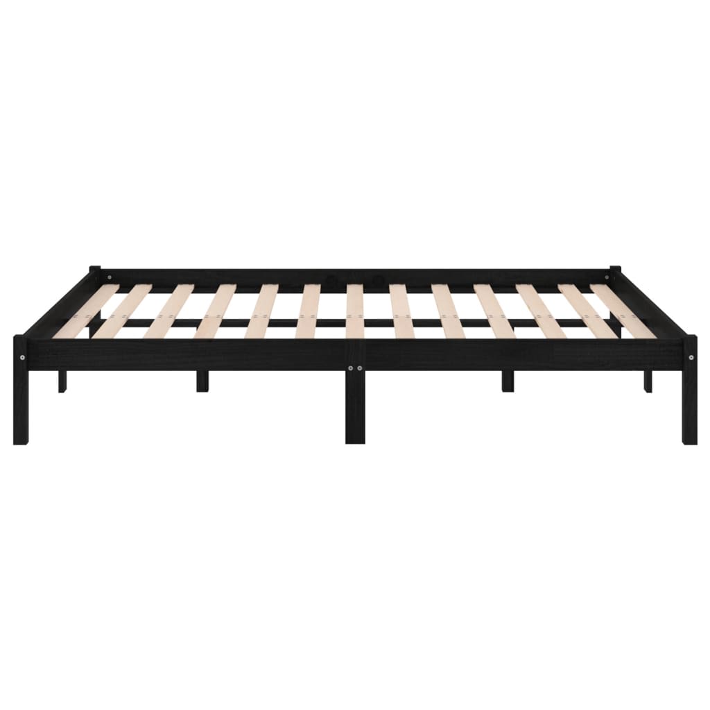 Bed Frame without Mattress Black Solid Wood King Size