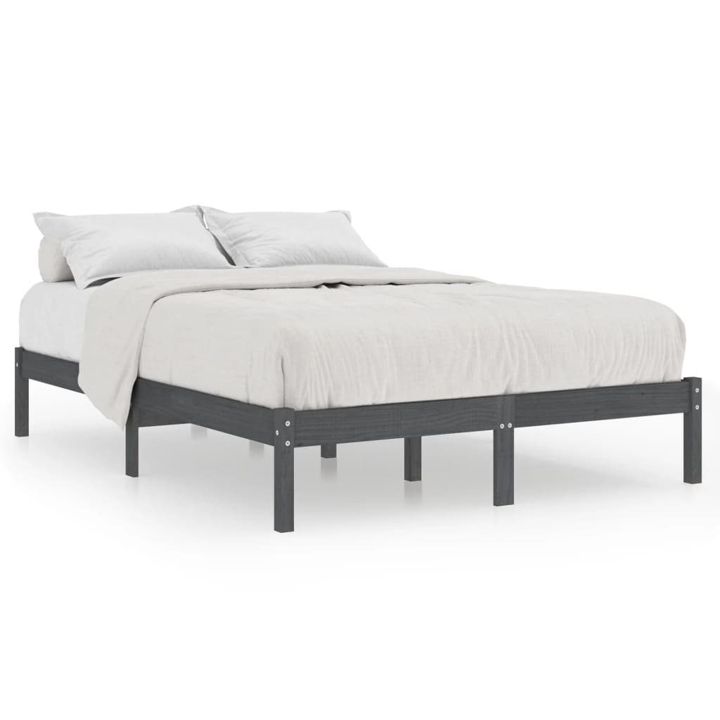 810029 vidaXL Bed Frame without Mattress Grey Solid Wood 160x200 cm